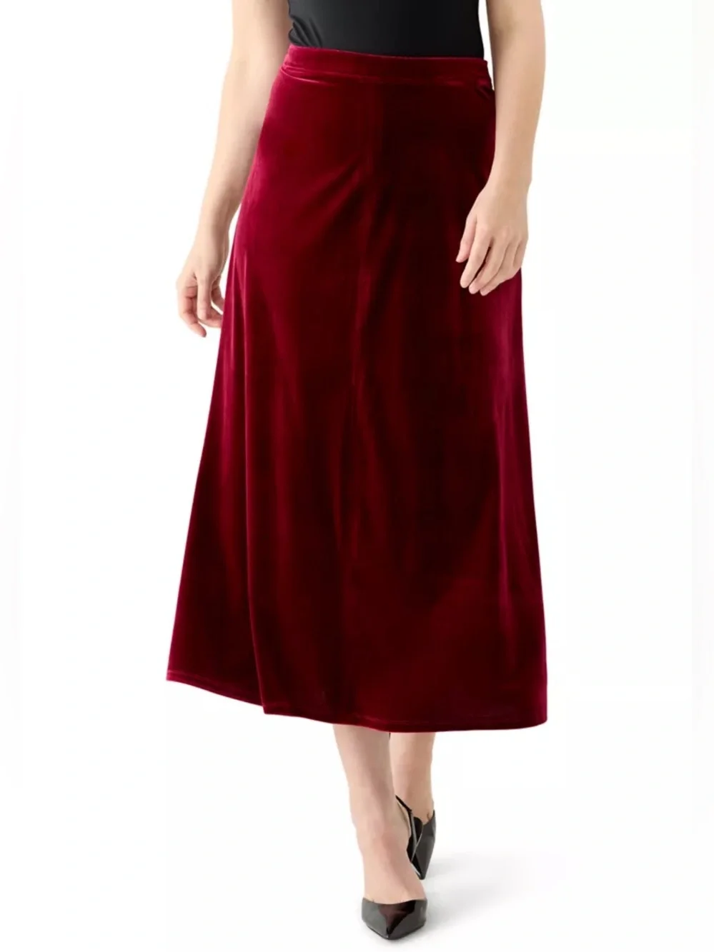 NWT Vince Camuto Velvet Maxi Skirt in Deep Red L and XL